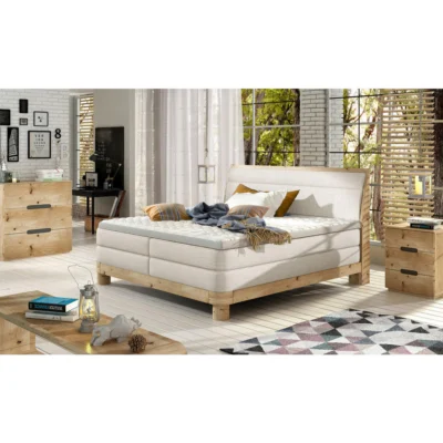 Valnatura Boxspringbett VALNATURA in Natur, Liegefläche 140x200 cm – Taschenfederkern, Topperhöhe 4 cm